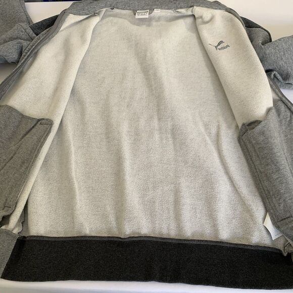 Puma Jacket Men L Track Fleece Heather Gray Blue Colorblock Full Zip Athletic - Picture 4 of 8